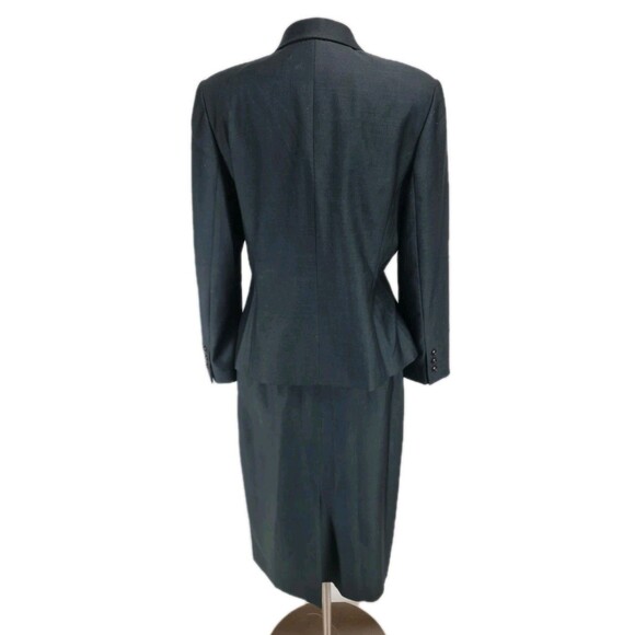 KASPER FOR ASL Women Career Skirt Suit Size 14 Black Three Button Up 121P - Picture 3 of 6